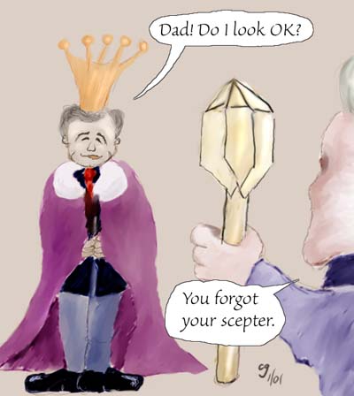 George Bush and George Bush dress for the presidential inauguration