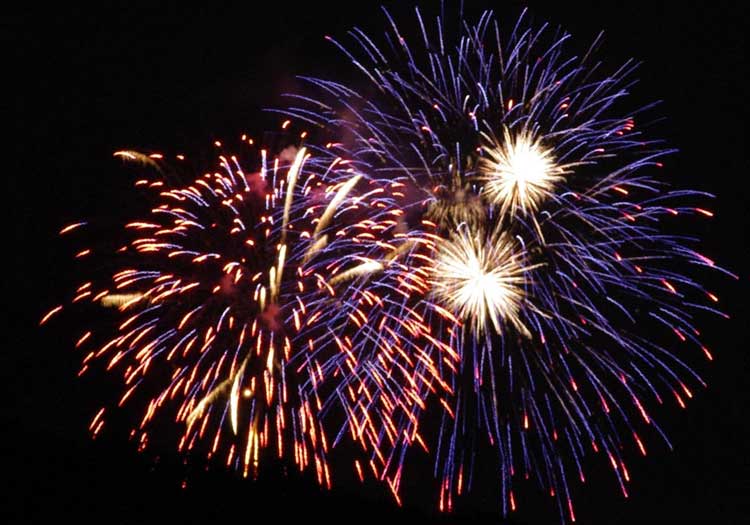 Red and blue fireworks