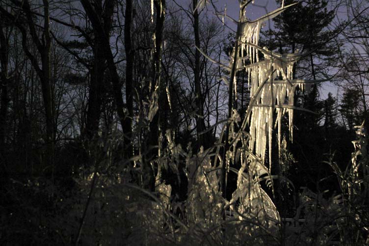 Moon backlighting ice