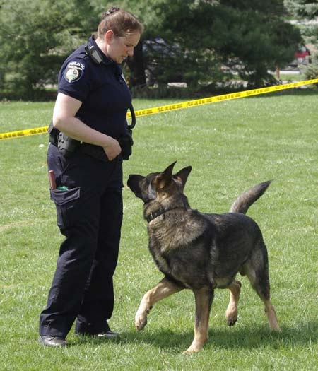 Officer Kris Hopkins instructing Keno